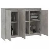 betonszürke szerelt fa tálalószekrény 102 x 33 x 75 cm