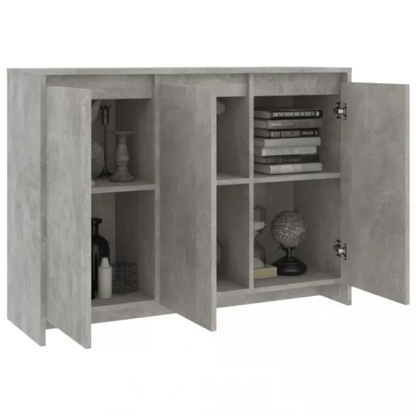 betonszürke szerelt fa tálalószekrény 102 x 33 x 75 cm