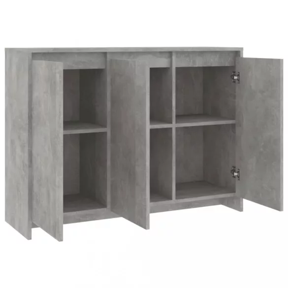 betonszürke szerelt fa tálalószekrény 102 x 33 x 75 cm