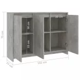 betonszürke szerelt fa tálalószekrény 102 x 33 x 75 cm