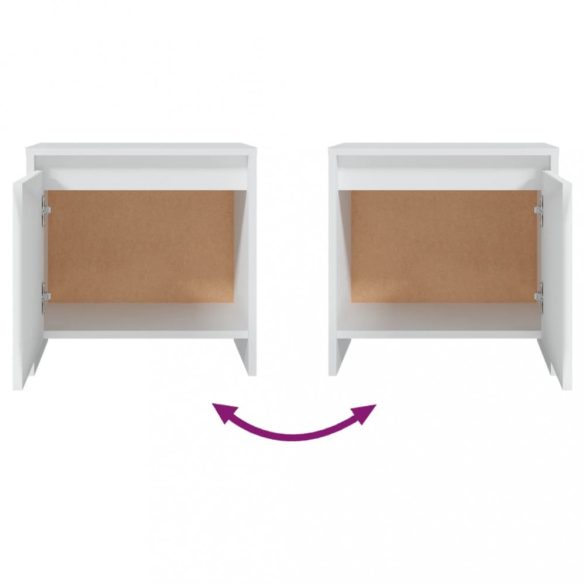 2 db fehér szerelt fa éjjeliszekrény 45x34x44,5 cm