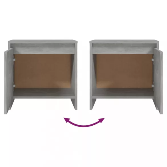 2 db betonszürke forgácslap éjjeliszekrény 45 x 34 x 44,5 cm