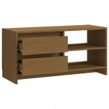 mézbarna tömör fenyőfa TV-szekrény 80 x 31 x 39 cm