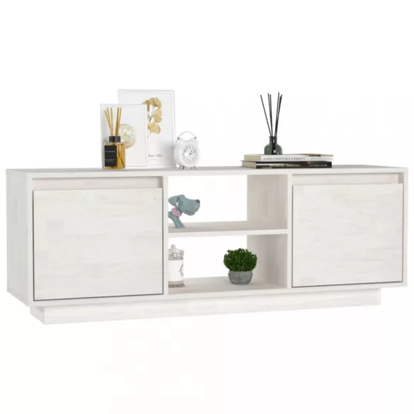 fehér tömör fenyőfa TV-szekrény 110 x 30 x 40 cm