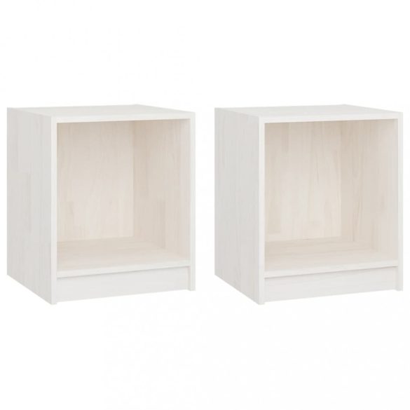 2 db fehér tömör fenyőfa éjjeliszekrény 35,5 x 33,5 x 41,5 cm