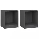 2 db szürke tömör fenyőfa éjjeliszekrény 35,5 x 33,5 x 41,5 cm