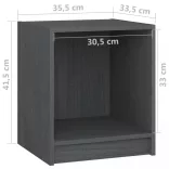 2 db szürke tömör fenyőfa éjjeliszekrény 35,5 x 33,5 x 41,5 cm