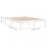 Double fehér tömör fa ágykeret 135 x 190 cm