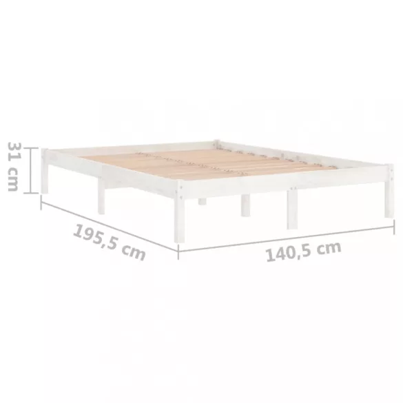 Double fehér tömör fa ágykeret 135 x 190 cm
