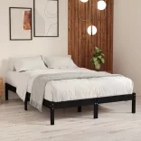 Double fekete tömör fa ágykeret 135 x 190 cm