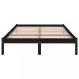 Double fekete tömör fa ágykeret 135 x 190 cm
