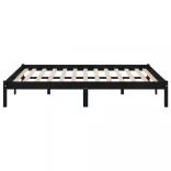 Double fekete tömör fa ágykeret 135 x 190 cm