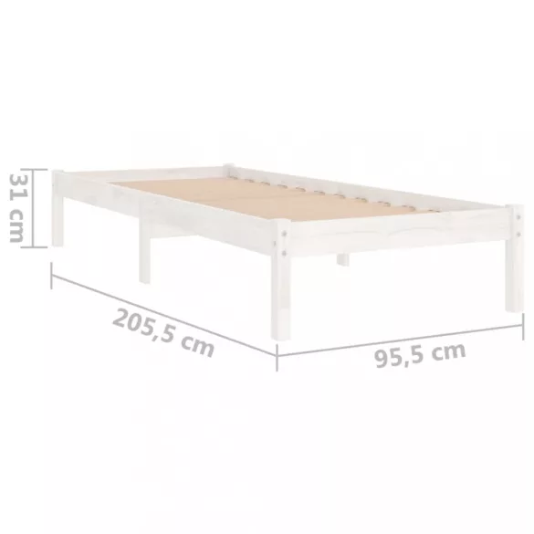 fehér tömör fenyőfa ágykeret 90x200 cm