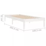 fehér tömör fenyőfa ágykeret 100x200 cm