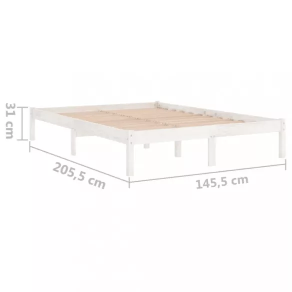 fehér tömör fenyőfa ágykeret 140x200 cm