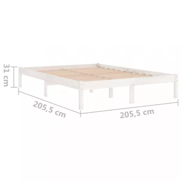 fehér tömör fenyőfa ágykeret 200x200 cm