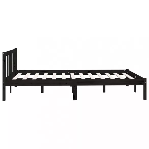 Double fekete tömör fenyőfa ágykeret 135 x 190 cm