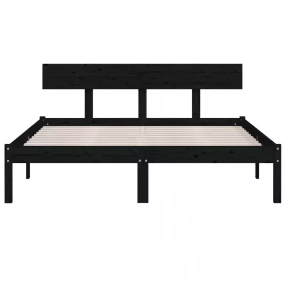 Double fekete tömör fenyőfa ágykeret 135 x 190 cm