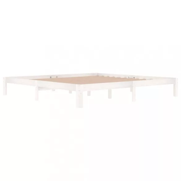 fehér tömör fenyőfa ágykeret 200 x 200 cm