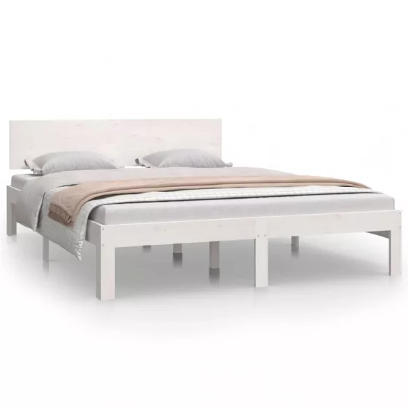 fehér tömör fenyőfa ágykeret 140 x 200 cm