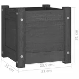 2 db szürke tömör fenyőfa kerti virágtartó 31 x 31 x 31 cm