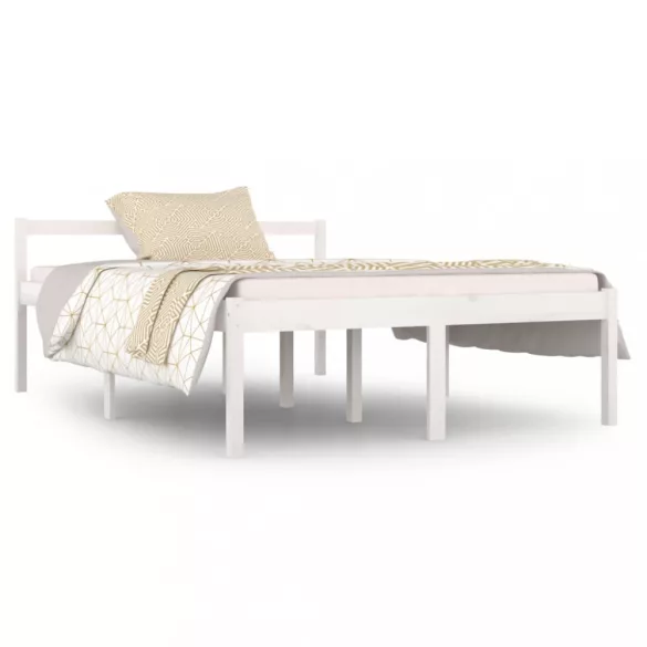 Double fehér tömör fenyőfa ágy időseknek 135 x 190 cm