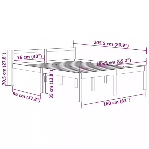 fehér tömör fenyőfa ágy időseknek 160 x 200 cm