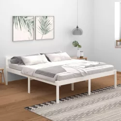   Super King Size fehér tömör fenyőfa ágy időseknek 180 x 200 cm