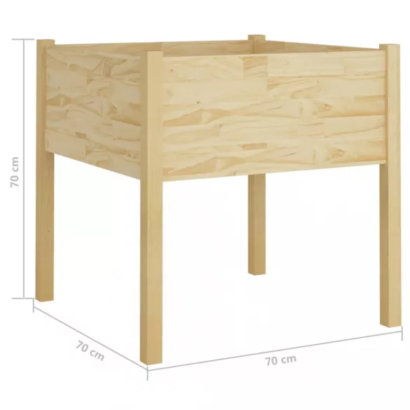 2 db tömör fenyőfa kerti virágtartó 70 x 70 x 70 cm