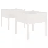 2 db fehér tömör fenyőfa kerti virágtartó 70 x 70 x 70 cm