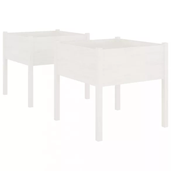 2 db fehér tömör fenyőfa kerti virágtartó 70 x 70 x 70 cm
