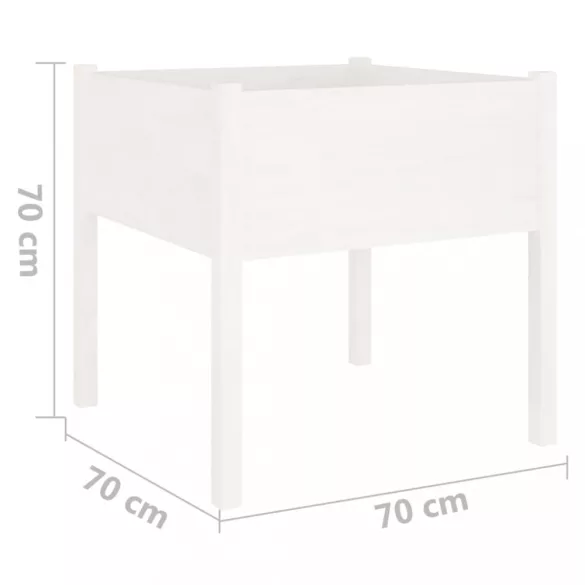 2 db fehér tömör fenyőfa kerti virágtartó 70 x 70 x 70 cm