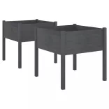 2 db szürke tömör fenyőfa kerti virágtartó 70 x 70 x 70 cm