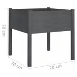 2 db szürke tömör fenyőfa kerti virágtartó 70 x 70 x 70 cm