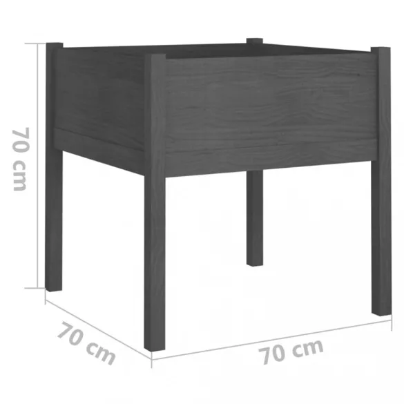 2 db szürke tömör fenyőfa kerti virágtartó 70 x 70 x 70 cm