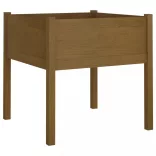 2 db mézbarna tömör fenyőfa kerti virágtartó 70 x 70 x 70 cm