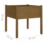 2 db mézbarna tömör fenyőfa kerti virágtartó 70 x 70 x 70 cm