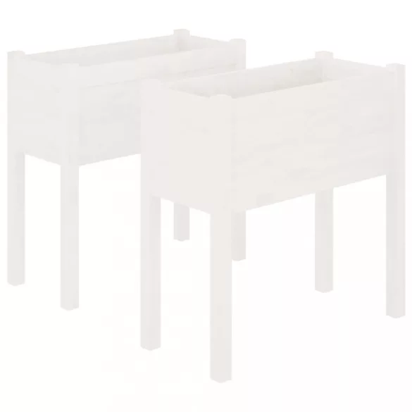 2 db fehér tömör fenyőfa kerti virágtartó 70 x 31 x 70 cm