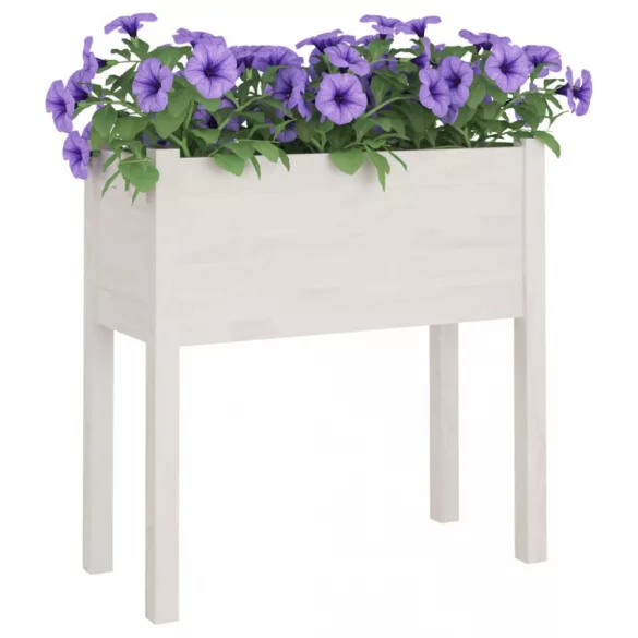 2 db fehér tömör fenyőfa kerti virágtartó 70 x 31 x 70 cm