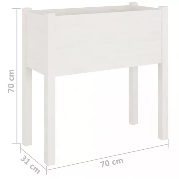 2 db fehér tömör fenyőfa kerti virágtartó 70 x 31 x 70 cm