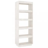 fehér tömör fenyőfa könyvszekrény/térelválasztó 60x35x167 cm