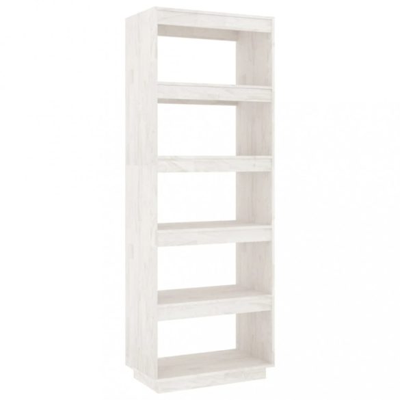 fehér tömör fenyőfa könyvszekrény/térelválasztó 60x35x167 cm