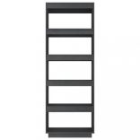 szürke tömör fenyőfa könyvszekrény/térelválasztó 60x35x167 cm