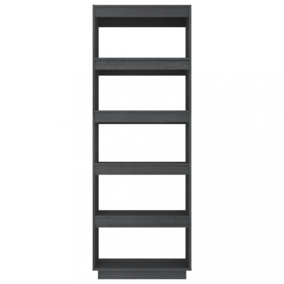 szürke tömör fenyőfa könyvszekrény/térelválasztó 60x35x167 cm