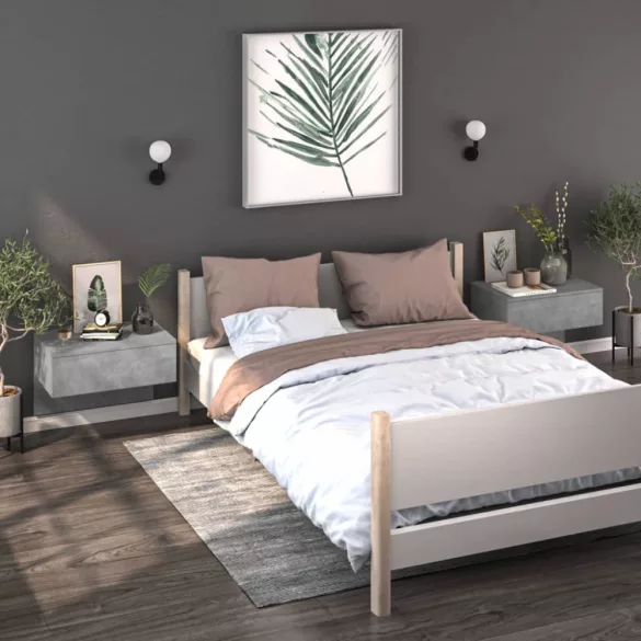 betonszürke falra szerelhető éjjeliszekrény