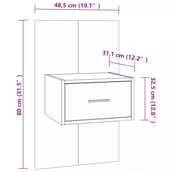 sonoma tölgy színű falra szerelhető éjjeliszekrény