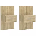 2 db sonoma tölgy színű falra szerelhető éjjeliszekrény