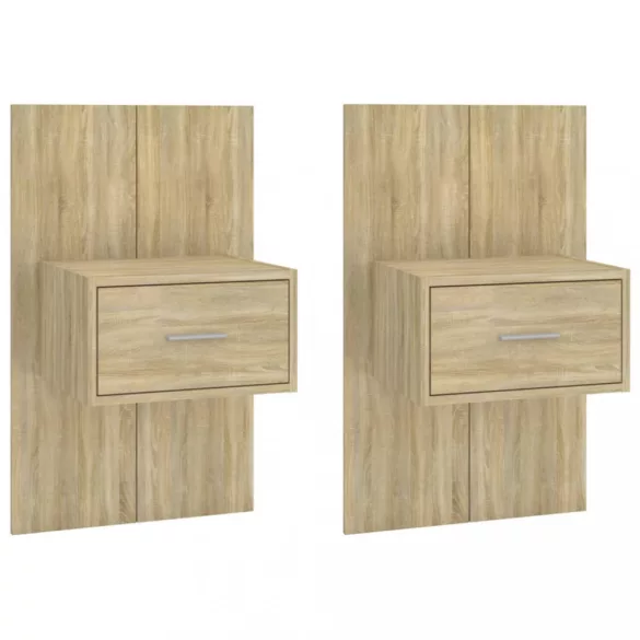 2 db sonoma tölgy színű falra szerelhető éjjeliszekrény