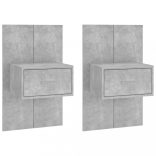 2 db betonszürke falra szerelhető éjjeliszekrény