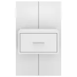 magasfényű fehér falra szerelhető éjjeliszekrény